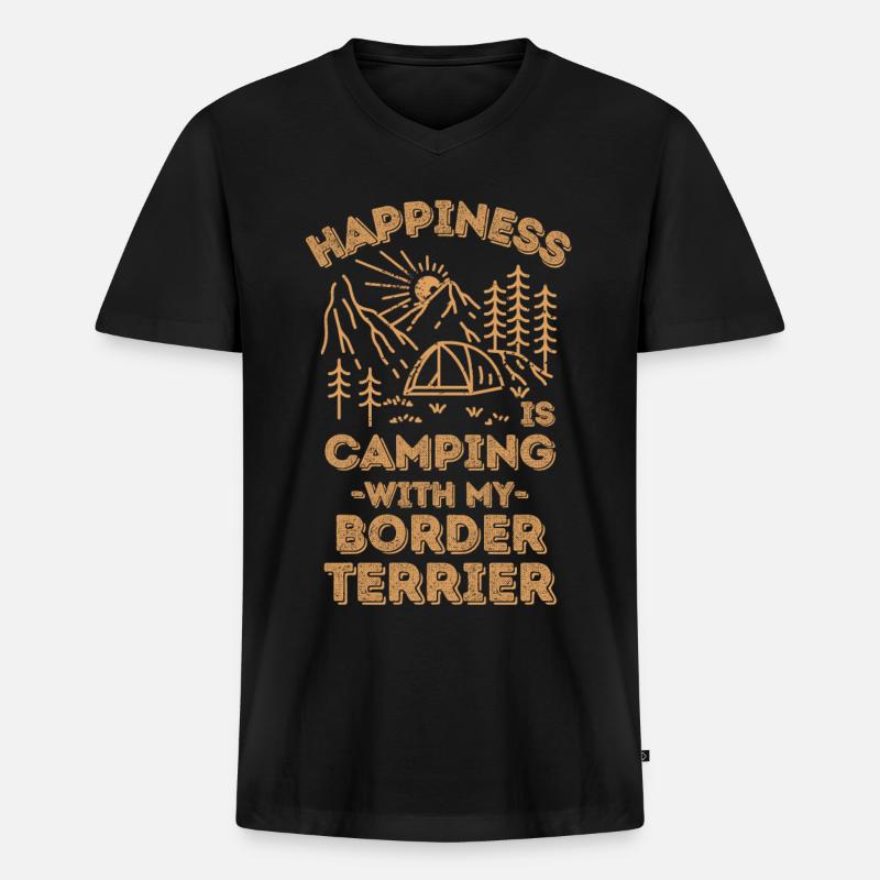 Camping mit Border-Terrier - Männer Premium Bio T-Shirt mit V-Ausschnitt - Schwarz