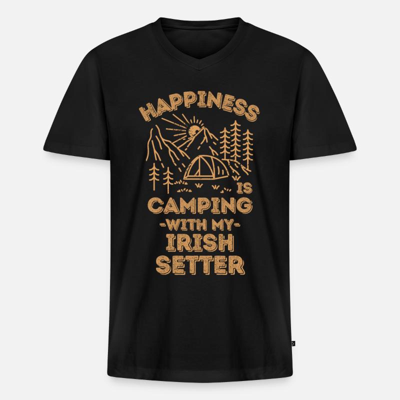 Camping mit irish-setter - Männer Premium Bio T-Shirt mit V-Ausschnitt - Schwarz