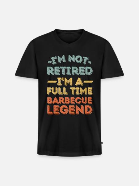 Retired and barbecue legend - Men's Premium Organic T-shirt with V-neck - black