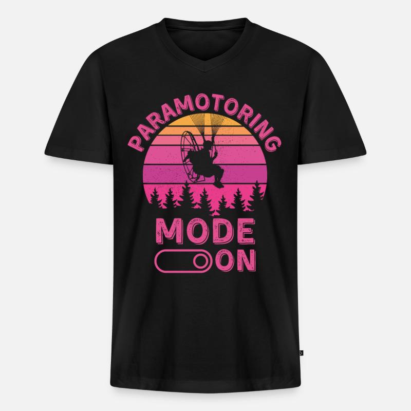 Motorschirm-Modus eingeschaltet - Männer Premium Bio T-Shirt mit V-Ausschnitt - Schwarz