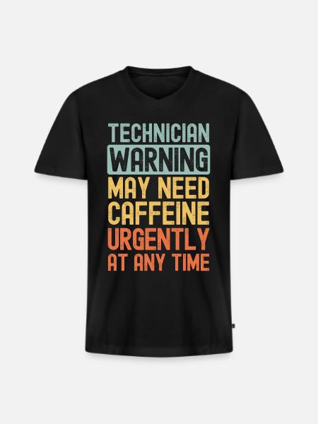 Technician need coffee urgently - Men's Premium Organic T-shirt with V-neck - black