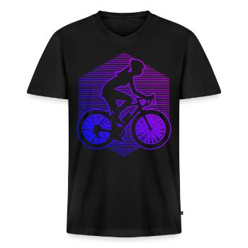 Radfahrer Fahrradfahren Fahrrad Radeln - Männer Premium Bio T-Shirt mit V-Ausschnitt - Schwarz - Vorne - Nico (187cm)