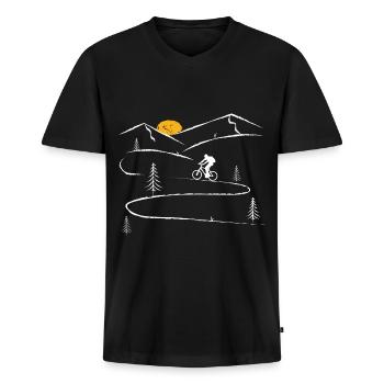 Radfahren mit Renner Mtb Geschenkidee für Radtour - Männer Premium Bio T-Shirt mit V-Ausschnitt - Schwarz - Vorne - Nico (187cm)