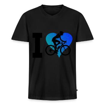 Radeln Herren Radfahrer Mountainbike Bike - Männer Premium Bio T-Shirt mit V-Ausschnitt - Schwarz - Vorne - Nico (187cm)