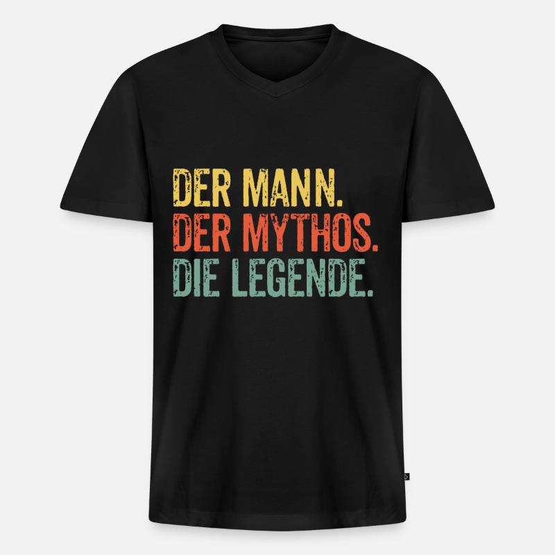 Mann Mythos Legende - Männer Premium Bio T-Shirt mit V-Ausschnitt - Schwarz