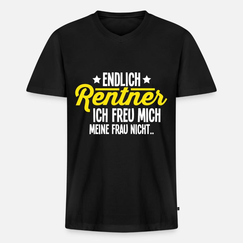 Rentner - Männer Premium Bio T-Shirt mit V-Ausschnitt - Schwarz