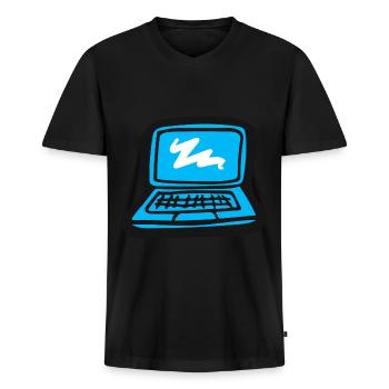 Ordinateur portable de dessin - T-shirt encolure en V Premium bio Homme - noir - Devant - Nico (187cm)