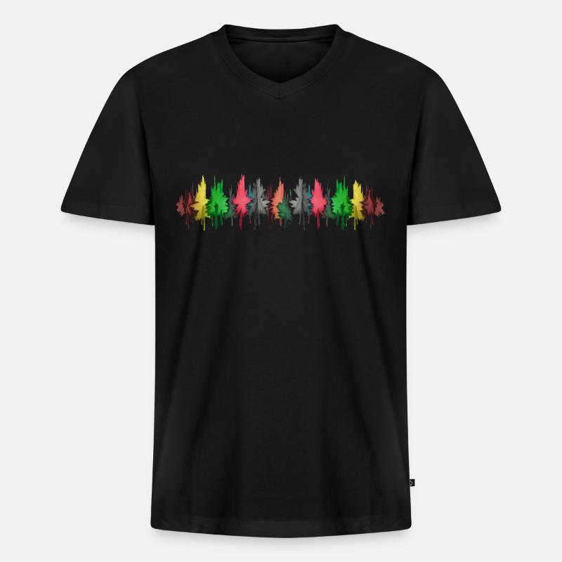 Bunter Wald bunt Bäume Baum - Männer Premium Bio T-Shirt mit V-Ausschnitt - Schwarz