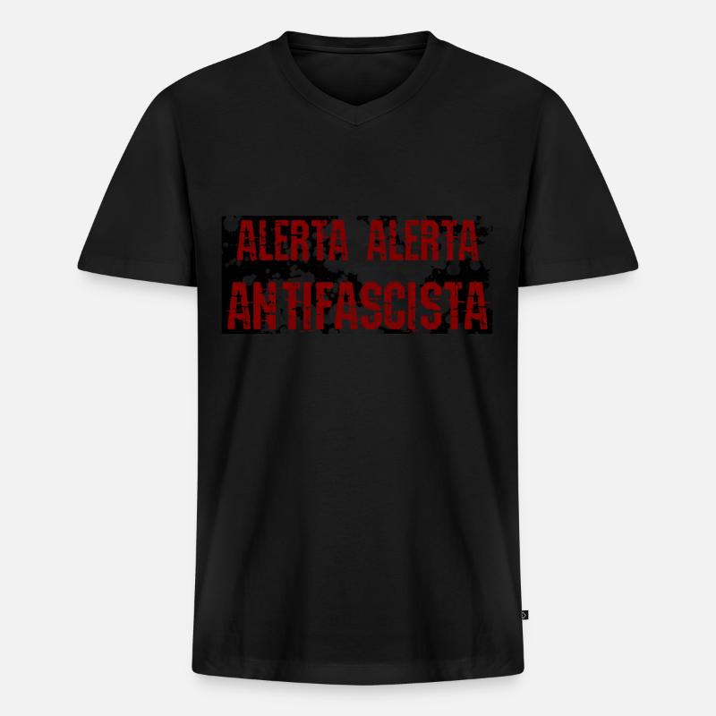alerta FIXED2rr3ddederr - Männer Premium Bio T-Shirt mit V-Ausschnitt - Schwarz