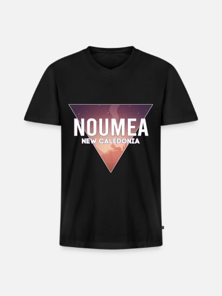 Nouvelle-Calédonie capitale paysage - T-shirt encolure en V Premium bio Homme - noir