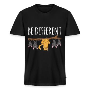 Soyez un chat différent avec des chauves-souris - T-shirt encolure en V Premium bio Homme - noir - Devant - Nico (187cm)