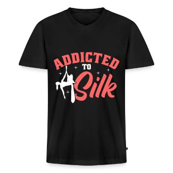 Aerial Silk / Aerial Yoga / Aerial Acrobatics Designs - Men's Premium Organic T-shirt with V-neck - black - Front - Nico (187cm)