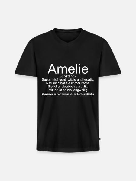 Name Definition Amelie - Männer Premium Bio T-Shirt mit V-Ausschnitt - Schwarz