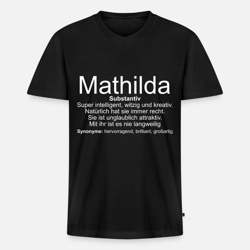 Name Definition Mathilda - Männer Premium Bio T-Shirt mit V-Ausschnitt - Schwarz