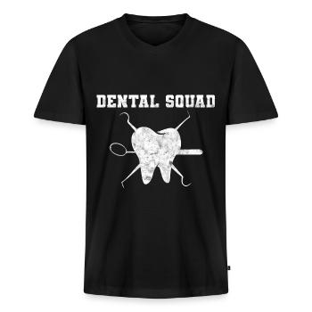 Zahnarzt Zahnarzthelferin Praxis Zähne I Geschenk - Männer Premium Bio T-Shirt mit V-Ausschnitt - Schwarz - Vorne - Nico (187cm)
