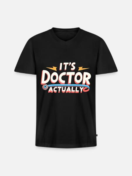 It's Doctor Actually 14 - Männer Premium Bio T-Shirt mit V-Ausschnitt - Schwarz