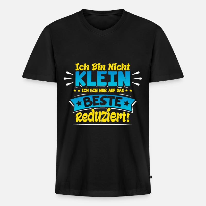 Ich bin nicht Klein - Männer Premium Bio T-Shirt mit V-Ausschnitt - Schwarz