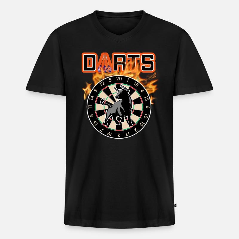 Darts Bullseye - Männer Premium Bio T-Shirt mit V-Ausschnitt - Schwarz