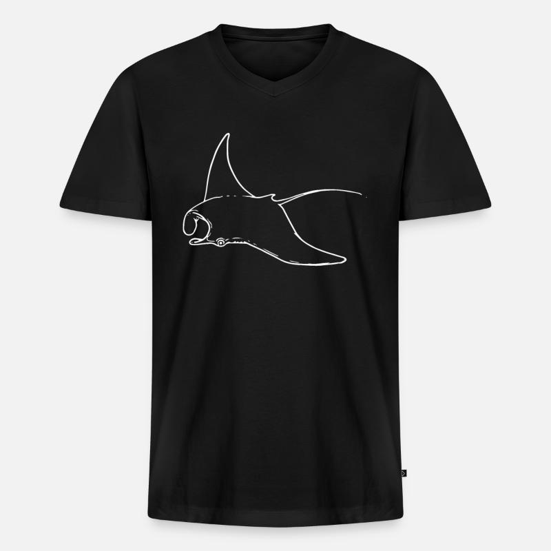Rochen Manta - Männer Premium Bio T-Shirt mit V-Ausschnitt - Schwarz