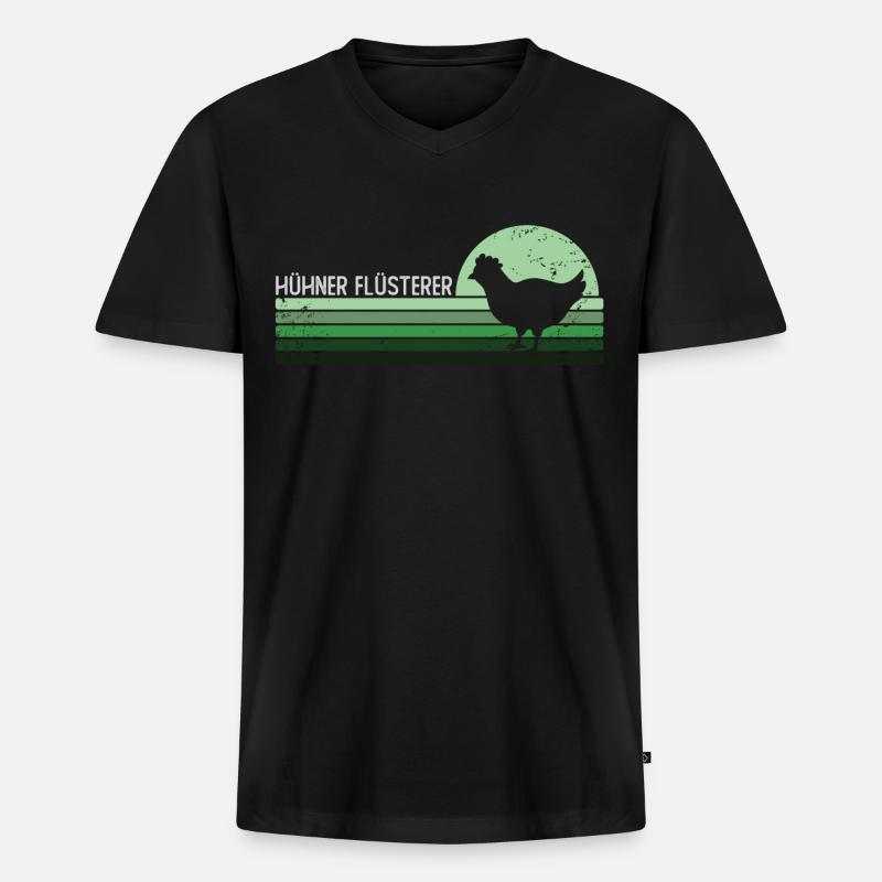 Hühner Flüsterer - Männer Premium Bio T-Shirt mit V-Ausschnitt - Schwarz