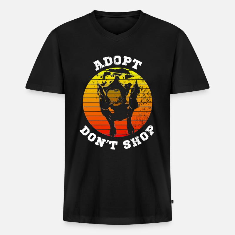 adopt don't shop - Männer Premium Bio T-Shirt mit V-Ausschnitt - Schwarz