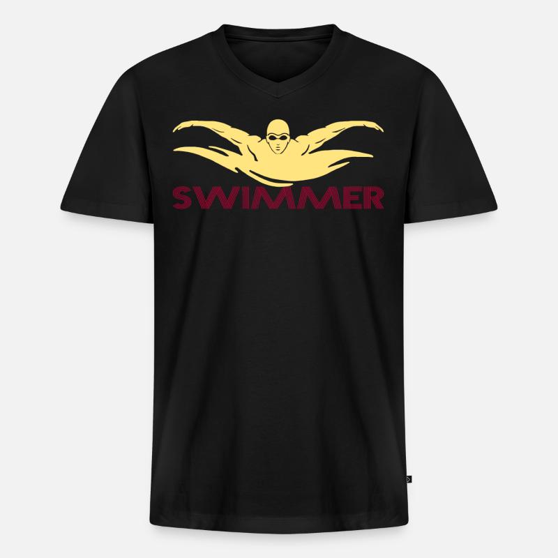 Swimmer - Männer Premium Bio T-Shirt mit V-Ausschnitt - Schwarz