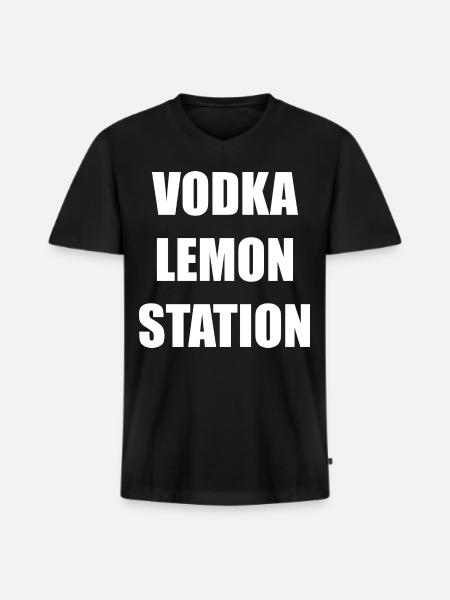 Vodka Lemon Station - Männer Premium Bio T-Shirt mit V-Ausschnitt - Schwarz