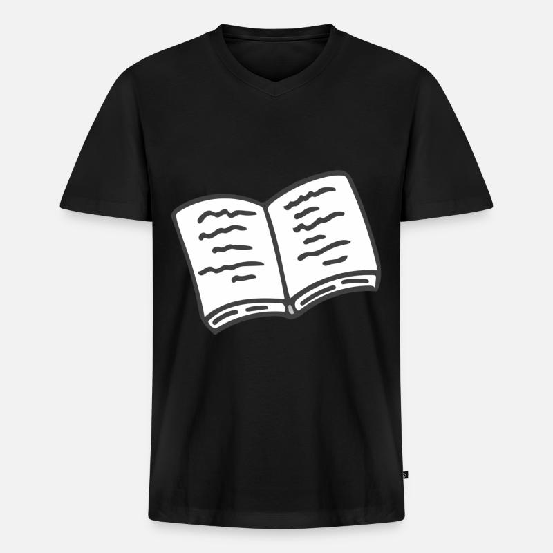 Buch Zeichnung - Männer Premium Bio T-Shirt mit V-Ausschnitt - Schwarz
