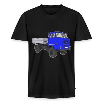 W50 LKW NVA Baustellen W50 DDR - Männer Premium Bio T-Shirt mit V-Ausschnitt - Schwarz - Vorne - Nico (187cm)