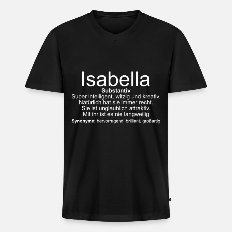 Name Definition Isabella - Männer Premium Bio T-Shirt mit V-Ausschnitt - Schwarz