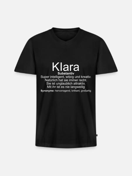 Name Definition Klara - Männer Premium Bio T-Shirt mit V-Ausschnitt - Schwarz