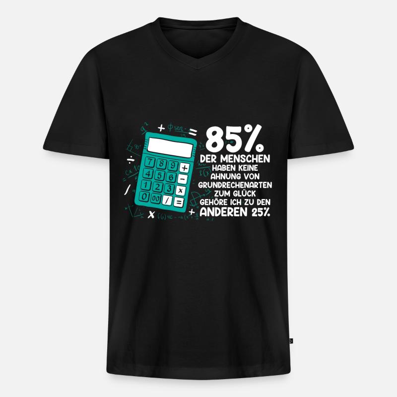 Mathe Mathematik Lehrer Rechner - Männer Premium Bio T-Shirt mit V-Ausschnitt - Schwarz