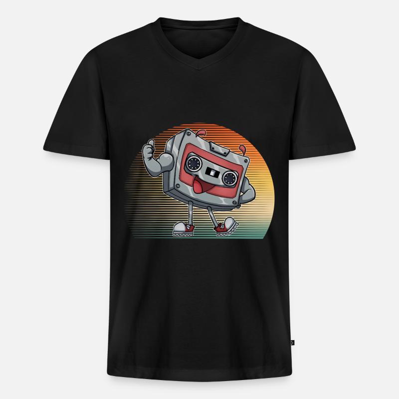 Kassette - Männer Premium Bio T-Shirt mit V-Ausschnitt - Schwarz