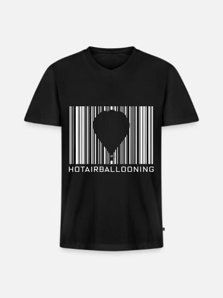 Montgolfière Hobby avec code-barres - T-shirt encolure en V Premium bio Homme - noir