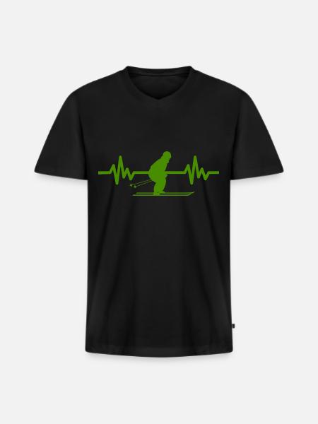 Heartbeat Ski Ski freestyle - T-shirt encolure en V Premium bio Homme - noir