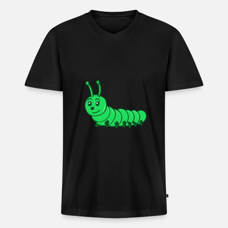Raupe - Männer Premium Bio T-Shirt mit V-Ausschnitt - Schwarz