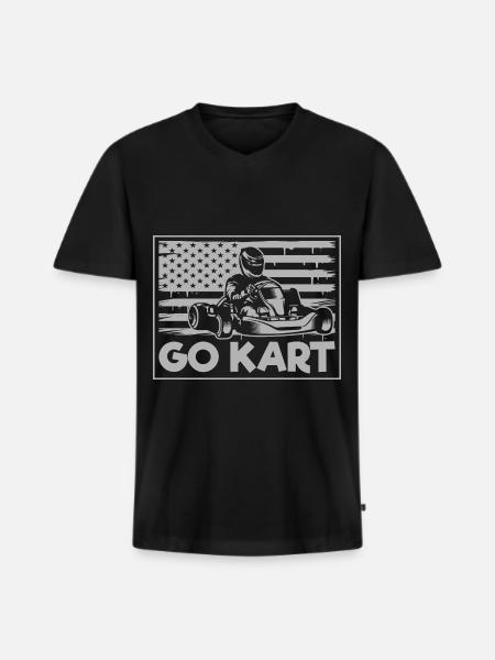 Gokart Go Kart Bil Race - Premium økologisk T-shirt med V-hals til mænd - sort