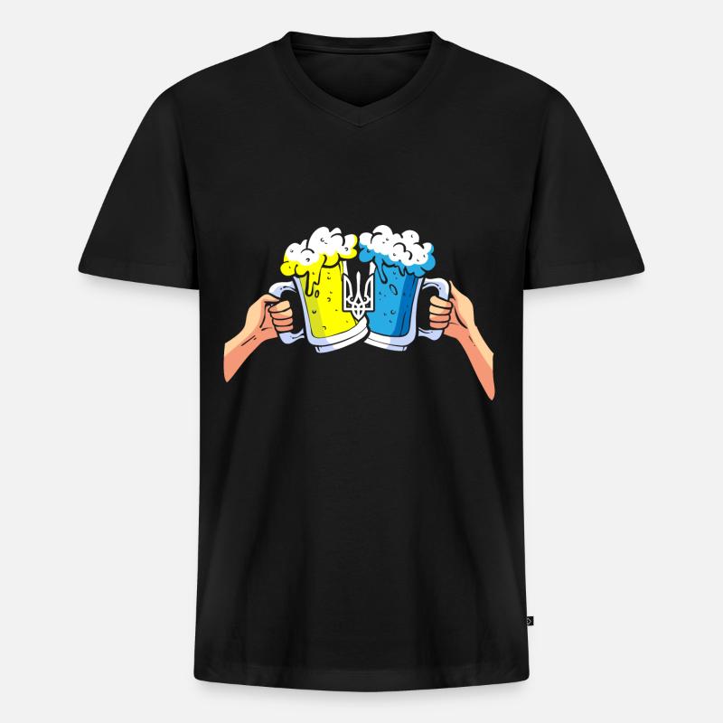 Ukraine Bier - Männer Premium Bio T-Shirt mit V-Ausschnitt - Schwarz