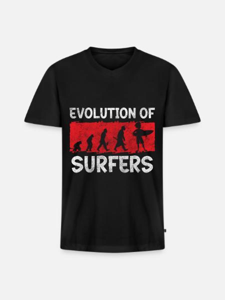 Surfing Wave Windsurfing Nature - Men's Premium Organic T-shirt with V-neck - black