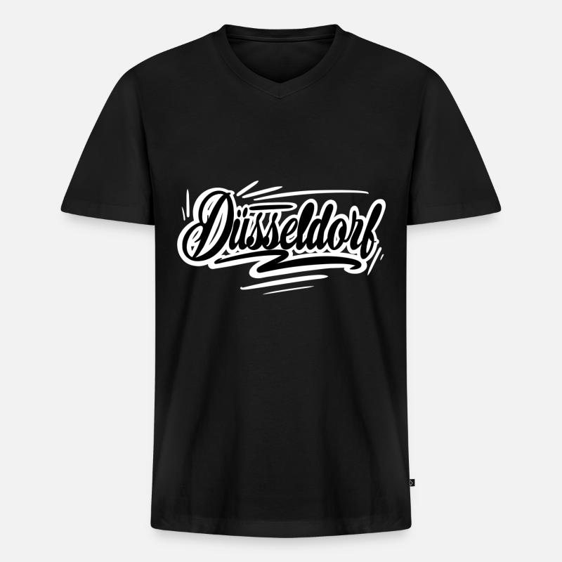 Düsseldorf - Männer Premium Bio T-Shirt mit V-Ausschnitt - Schwarz