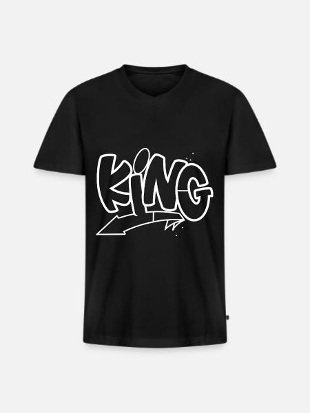 King - Men's Premium Organic T-shirt with V-neck - black