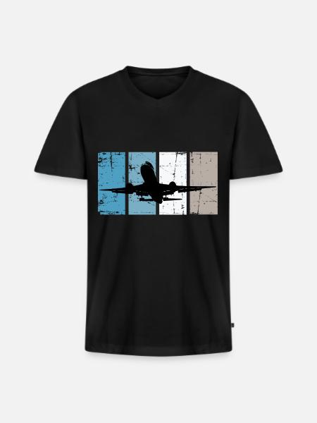 Aircraft Pilot Aviation - Men's Premium Organic T-shirt with V-neck - black