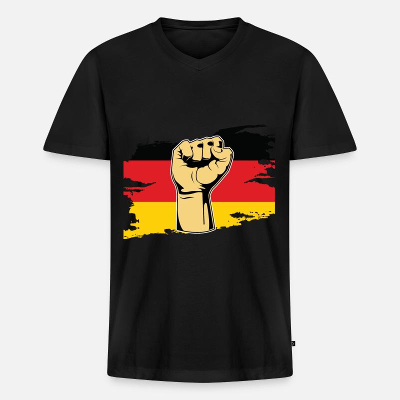 Faust Deutscher Deutschland - Männer Premium Bio T-Shirt mit V-Ausschnitt - Schwarz