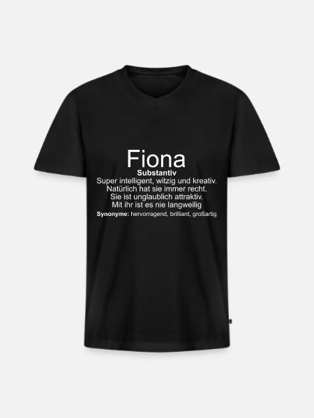 Name Definition Fiona - Men's Premium Organic T-shirt with V-neck - black