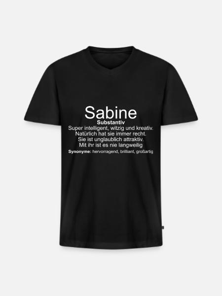 Name Definition Sabine - Men's Premium Organic T-shirt with V-neck - black