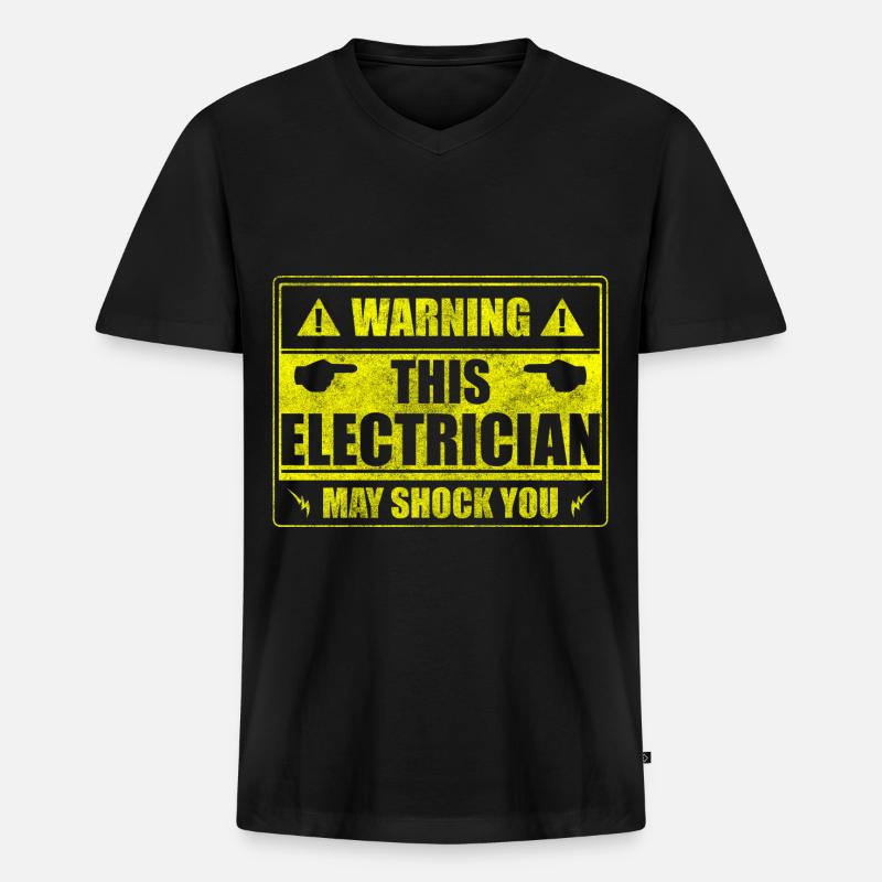 Elektrik Beruf Volt Blitz - Männer Premium Bio T-Shirt mit V-Ausschnitt - Schwarz