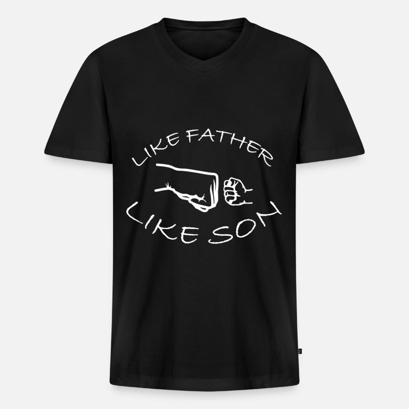 Vater und Sohn - Männer Premium Bio T-Shirt mit V-Ausschnitt - Schwarz