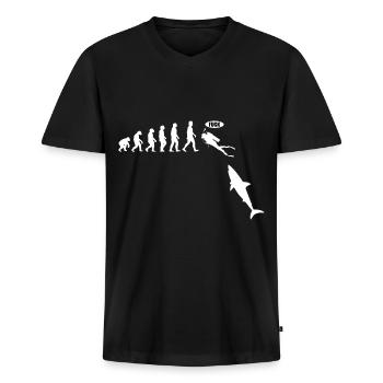 Tauchen Scuba Taucher Evolution Unterwasser Meer - Männer Premium Bio T-Shirt mit V-Ausschnitt - Schwarz - Vorne - Nico (187cm)