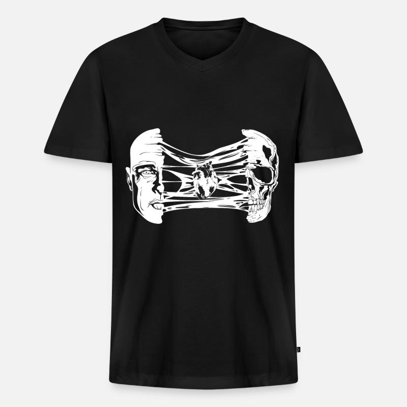 Schädel Gothic - Männer Premium Bio T-Shirt mit V-Ausschnitt - Schwarz