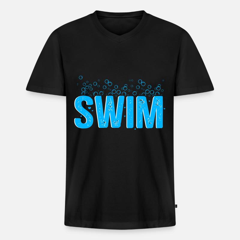 Schwimmen - Männer Premium Bio T-Shirt mit V-Ausschnitt - Schwarz